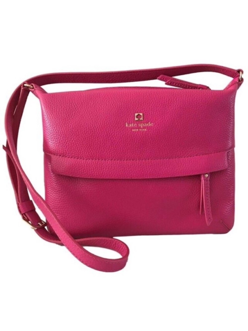 Kate Spade Starla Grant Park Crossbody Shoulder Pebbled Leather Bag Red Plum